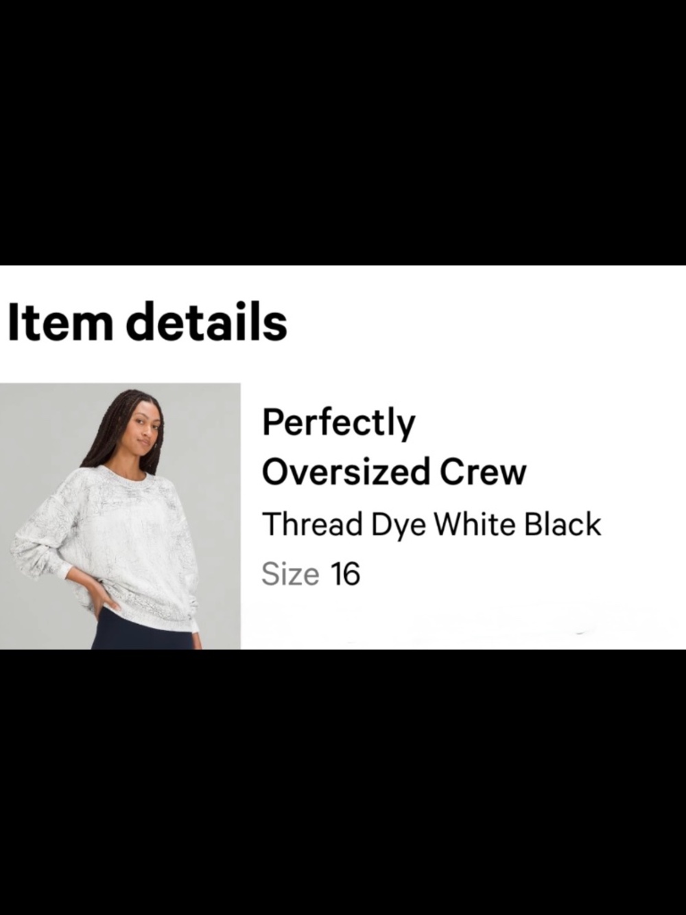 Perfectly Oversized Crew Thread Dye White Black Size 16